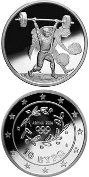 Olympische Zomerspelen Gewichtheffen 10 euro Griekenland 2004 Proof